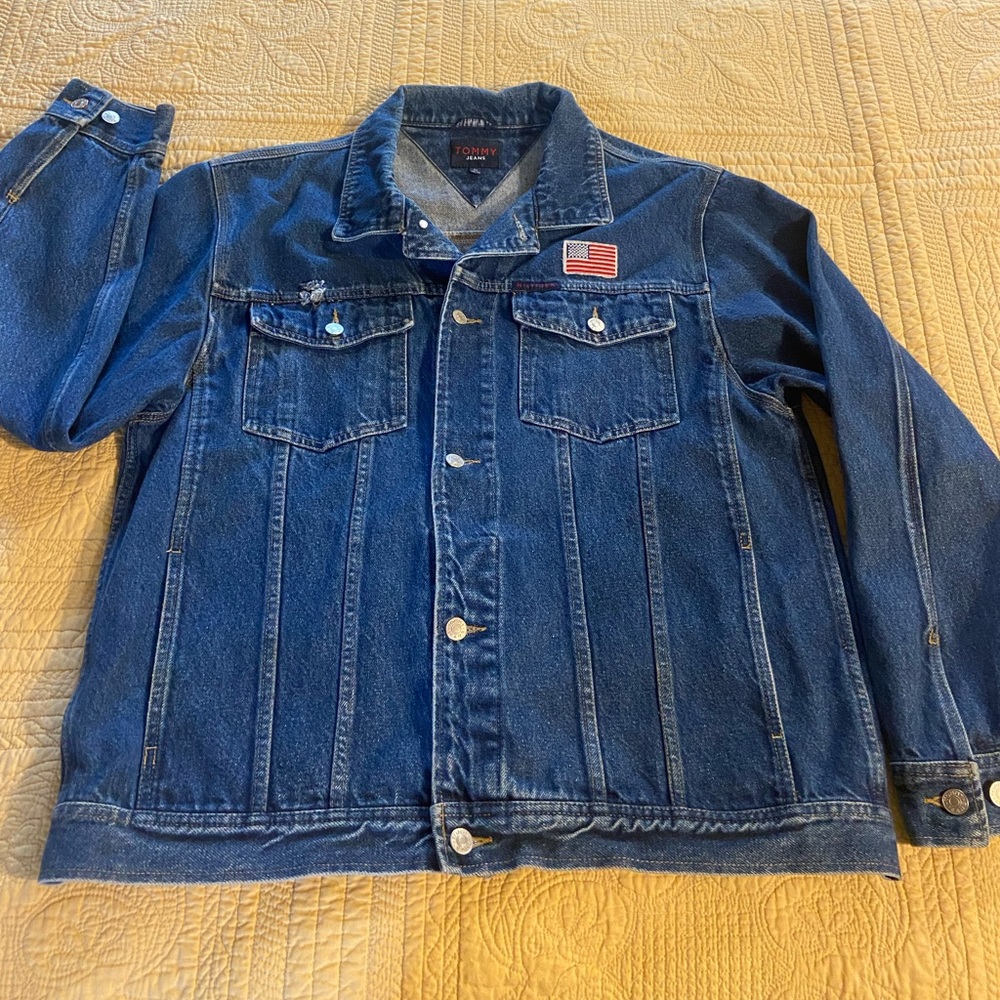 Tommy Jeans VTG Y2K VSCO Unisex Denim Jean Jacket XL #162503 Trucker